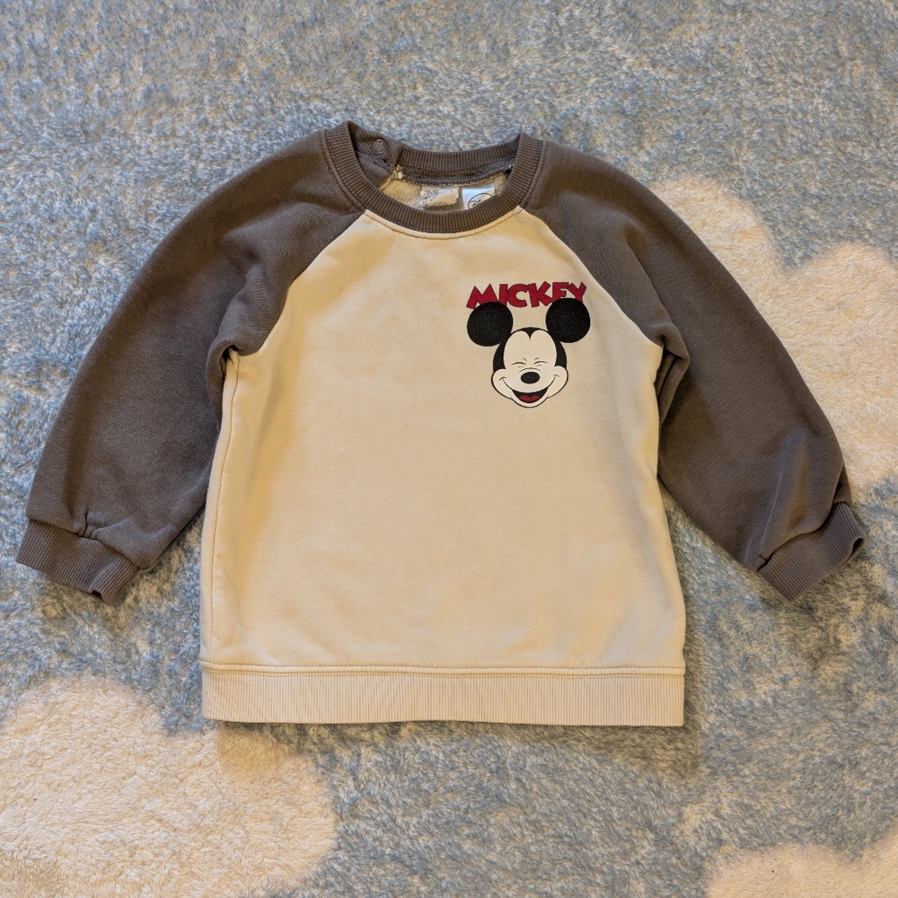 H&M Disney - Mickey Mouse Sweatshirt Cream and Gray 9-12M